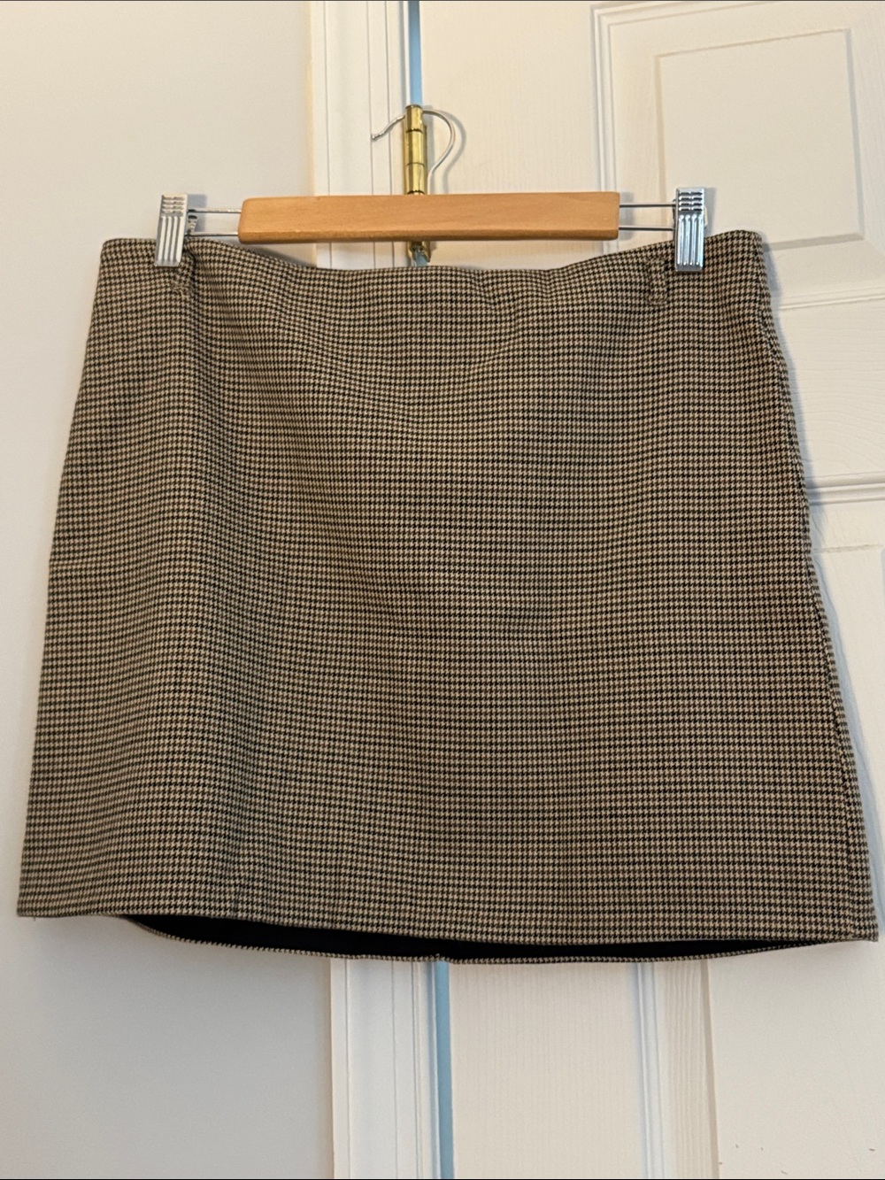 Mango Black and Cream Mini Skirt with Micro Check